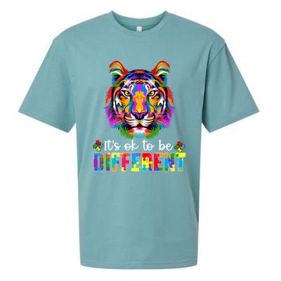 Autism Awareness Day ItS Ok To Be Different Colorful Tiger Gift Sueded Cloud Jersey T-Shirt