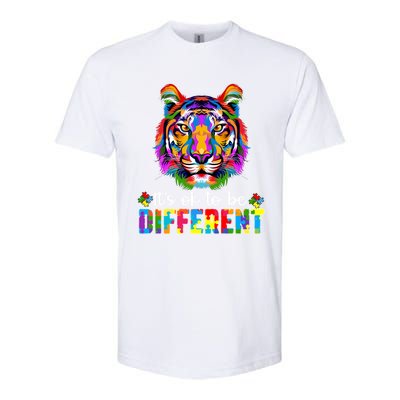 Autism Awareness Day ItS Ok To Be Different Colorful Tiger Gift Softstyle CVC T-Shirt