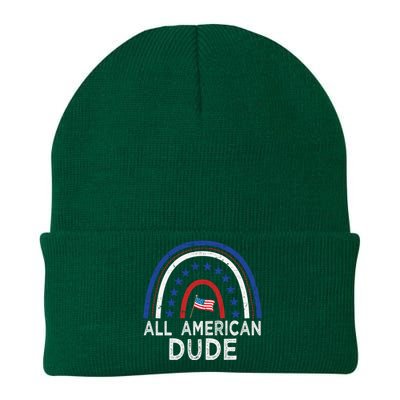 All American Dude Tie Dye 4th Of July Outfits For Family Great Gift Knit Cap Winter Beanie