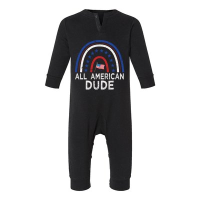 All American Dude Tie Dye 4th Of July Outfits For Family Great Gift Infant Fleece One Piece