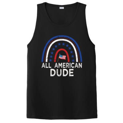 All American Dude Tie Dye 4th Of July Outfits For Family Great Gift PosiCharge Competitor Tank