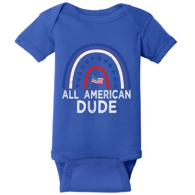 All American Dude Tie Dye 4th Of July Outfits For Family Great Gift Baby Bodysuit