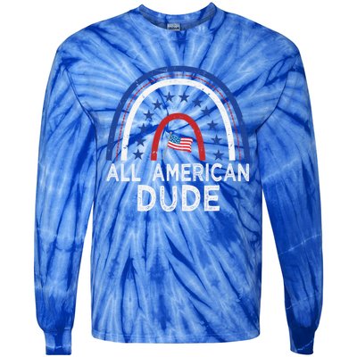 All American Dude Tie Dye 4th Of July Outfits For Family Great Gift Tie-Dye Long Sleeve Shirt