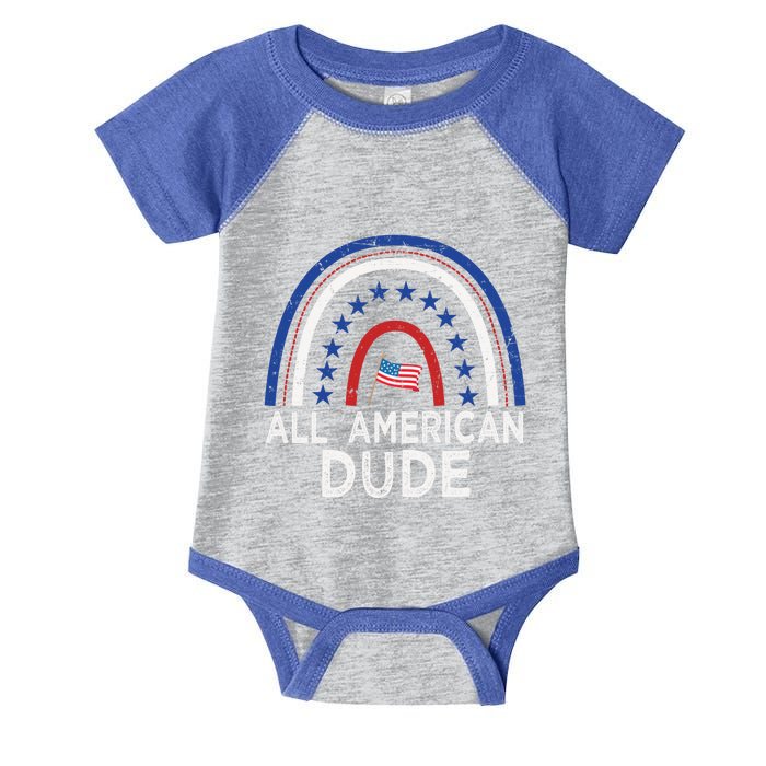 All American Dude Tie Dye 4th Of July Outfits For Family Great Gift Infant Baby Jersey Bodysuit