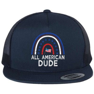 All American Dude Tie Dye 4th Of July Outfits For Family Great Gift Flat Bill Trucker Hat