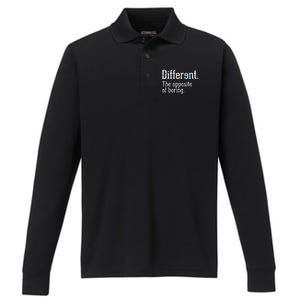 Autism Awareness Different Definition Autistic Gift Bo Performance Long Sleeve Polo