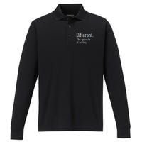 Autism Awareness Different Definition Autistic Gift Bo Performance Long Sleeve Polo