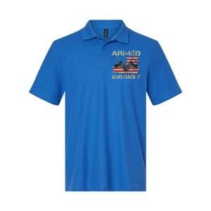 Armed And Dadly Funny Deadly Father For Father's Day Softstyle Adult Sport Polo