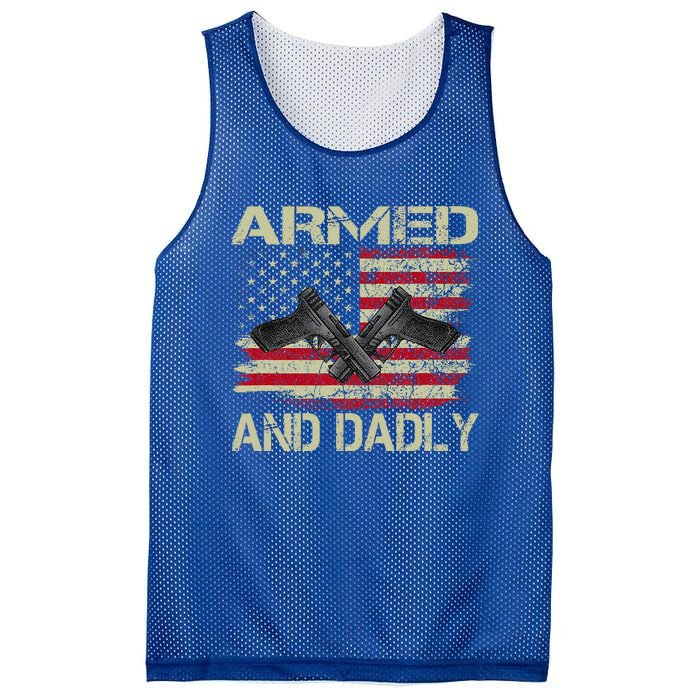 Armed And Dadly Funny Deadly Father For Father's Day Mesh Reversible Basketball Jersey Tank