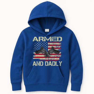 Armed And Dadly Funny Deadly Father For Father's Day Kids Hoodie