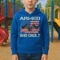 Armed And Dadly Funny Deadly Father For Father's Day Kids Hoodie