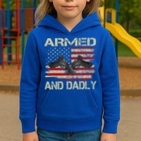 Armed And Dadly Funny Deadly Father For Father's Day Kids Hoodie