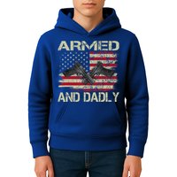 Armed And Dadly Funny Deadly Father For Father's Day Kids Hoodie