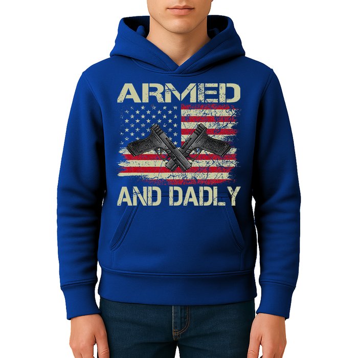 Armed And Dadly Funny Deadly Father For Father's Day Kids Hoodie