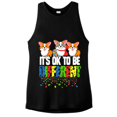 Autism Awareness Day Corgi, It's Ok To Be Different Ladies PosiCharge Tri-Blend Wicking Tank