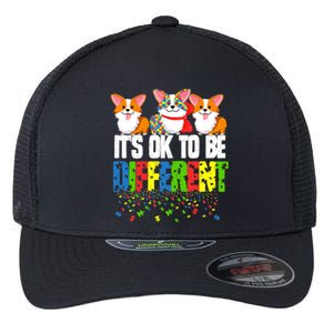 Autism Awareness Day Corgi, It's Ok To Be Different Flexfit Unipanel Trucker Cap