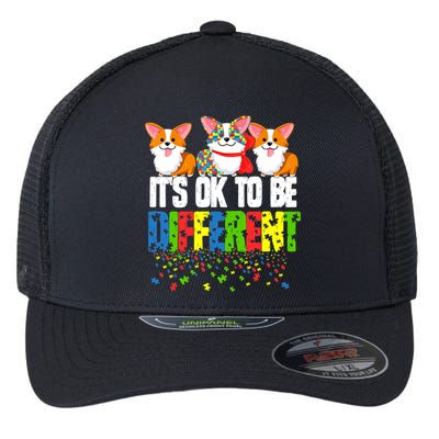 Autism Awareness Day Corgi, It's Ok To Be Different Flexfit Unipanel Trucker Cap