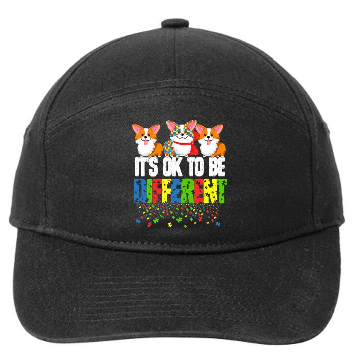 Autism Awareness Day Corgi, It's Ok To Be Different 7-Panel Snapback Hat