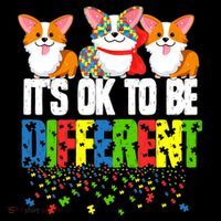 Autism Awareness Day Corgi, It's Ok To Be Different Drawstring Bag