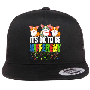 Autism Awareness Day Corgi, It's Ok To Be Different Flat Bill Trucker Hat