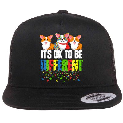 Autism Awareness Day Corgi, It's Ok To Be Different Flatbill Hat