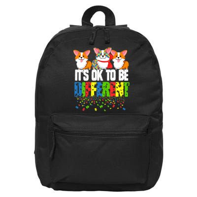 Autism Awareness Day Corgi, It's Ok To Be Different 16 in Basic Backpack