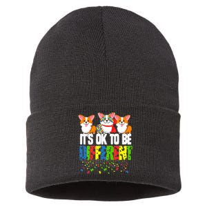 Autism Awareness Day Corgi, It's Ok To Be Different Sustainable Knit Beanie