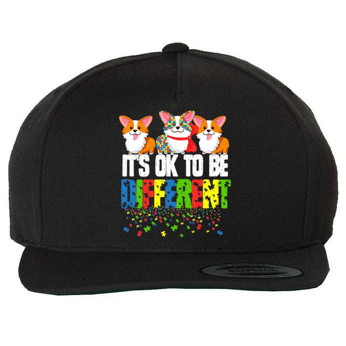 Autism Awareness Day Corgi, It's Ok To Be Different Wool Snapback Cap