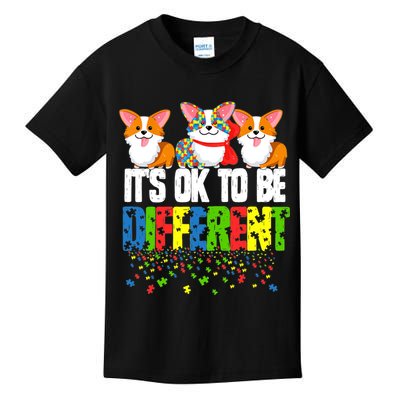 Autism Awareness Day Corgi, It's Ok To Be Different Kids T-Shirt