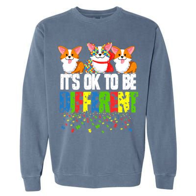 Autism Awareness Day Corgi, It's Ok To Be Different Garment-Dyed Sweatshirt