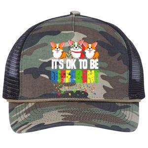 Autism Awareness Day Corgi, It's Ok To Be Different Retro Rope Trucker Hat Cap