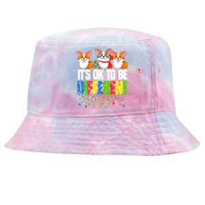 Autism Awareness Day Corgi, It's Ok To Be Different Tie-Dyed Bucket Hat