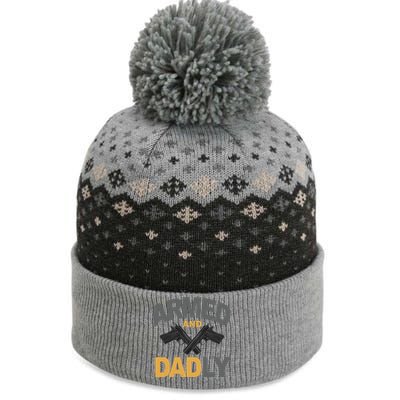 Armed And Dadly Fathers Day Gift The Baniff Cuffed Pom Beanie