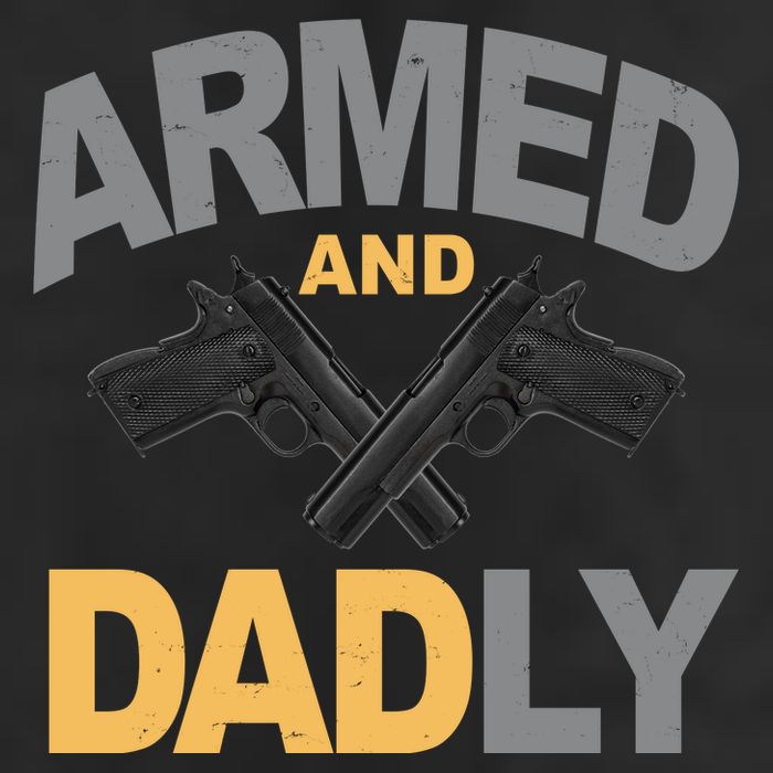 Armed And Dadly Fathers Day Gift 7 Panel Mesh Trucker Snapback Hat