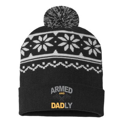 Armed And Dadly Fathers Day Gift USA-Made Snowflake Beanie