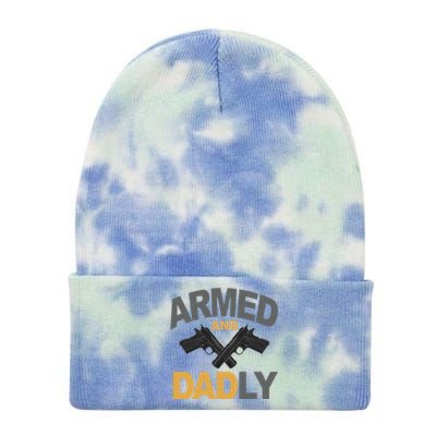 Armed And Dadly Fathers Day Gift Tie Dye 12in Knit Beanie