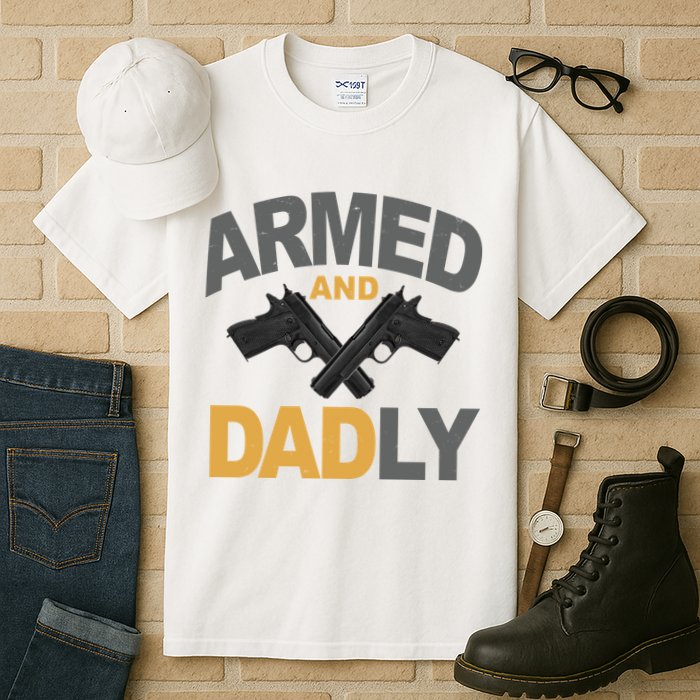 Armed And Dadly Fathers Day Gift Tall T-Shirt