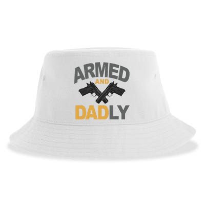 Armed And Dadly Fathers Day Gift Sustainable Bucket Hat