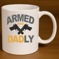 Armed And Dadly Fathers Day Gift 11oz C Handle Ceramic Mug