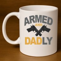 Armed And Dadly Fathers Day Gift 11oz C Handle Ceramic Mug