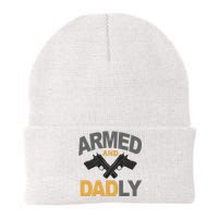 Armed And Dadly Fathers Day Gift Knit Cap Winter Beanie