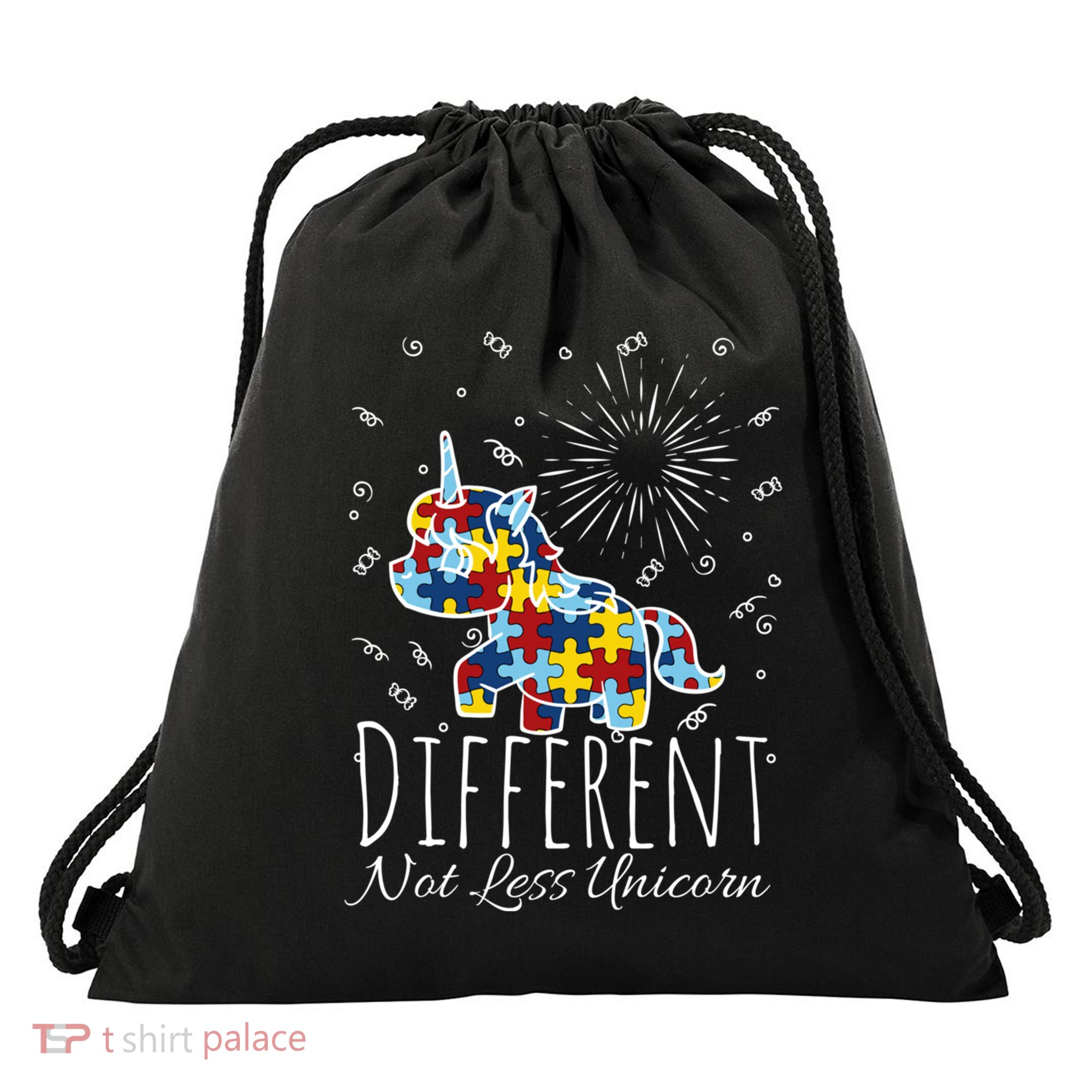 Autism Awareness Different Not Less Unicorn Lover Gift Drawstring Bag