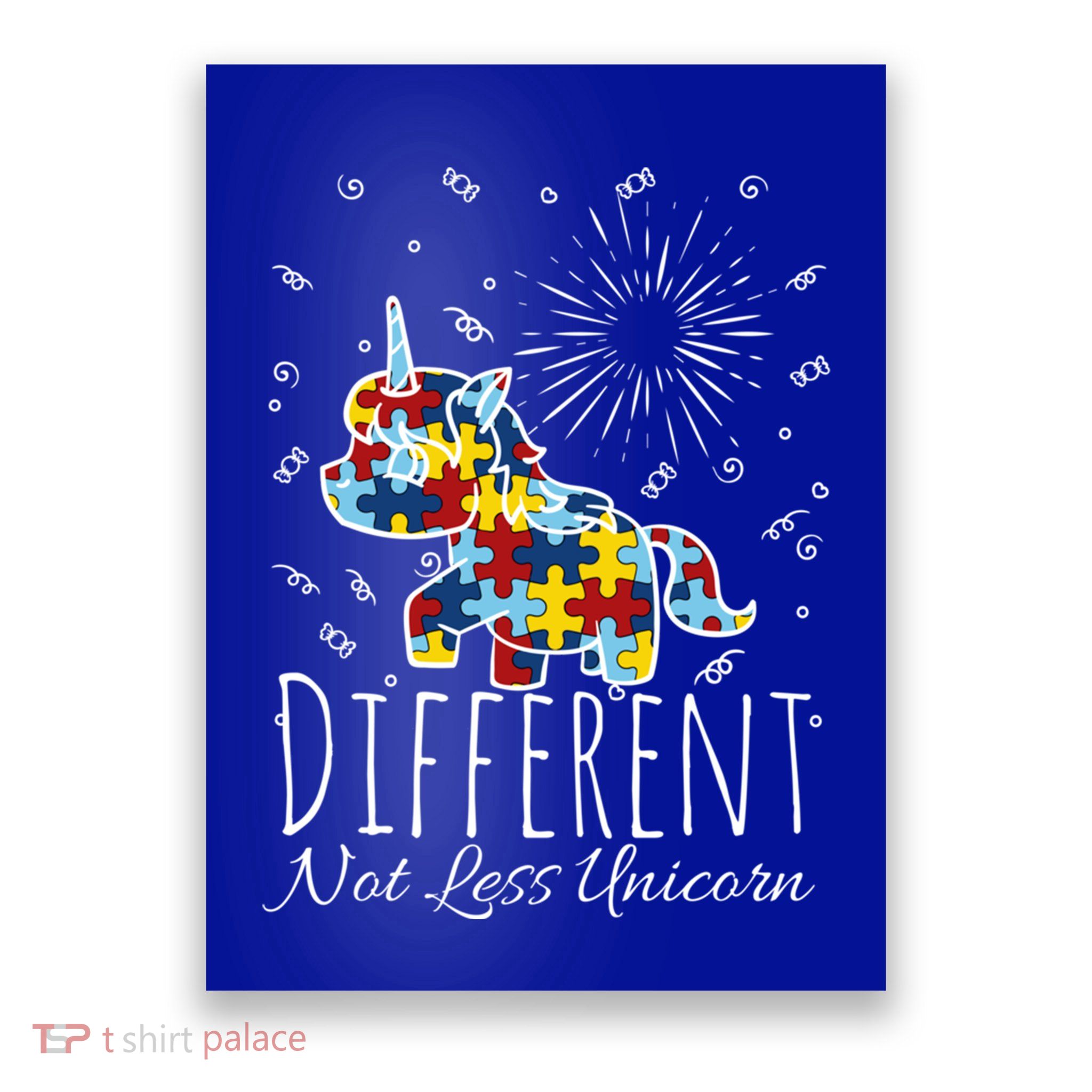 Autism Awareness Different Not Less Unicorn Lover Gift Poster