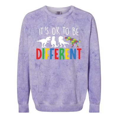 Autism Awareness Dinosaur ItS Ok To Be Different Meaningful Gift Colorblast Crewneck Sweatshirt