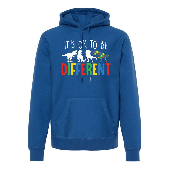 Autism Awareness Dinosaur ItS Ok To Be Different Meaningful Gift Premium Hoodie