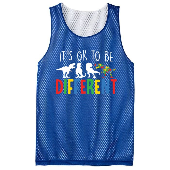 Autism Awareness Dinosaur ItS Ok To Be Different Meaningful Gift Mesh Reversible Basketball Jersey Tank