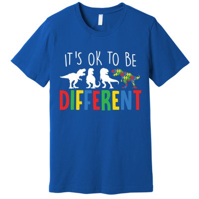 Autism Awareness Dinosaur ItS Ok To Be Different Meaningful Gift Premium T-Shirt
