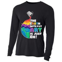 Autism Awareness Drawing The Earth Without Art Is Just Eh Cooling Performance Long Sleeve Crew
