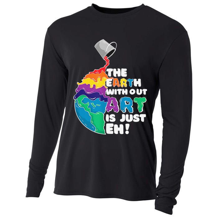 Autism Awareness Drawing The Earth Without Art Is Just Eh Cooling Performance Long Sleeve Crew