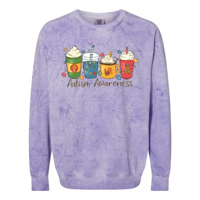 Autism Awareness Day Coffee Cups Colorblast Crewneck Sweatshirt